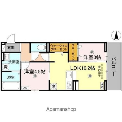 ＢＲＡＮＳＩＡ瀬田（ブランシア）[2LDK/46.02m2]の間取図