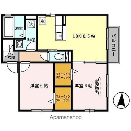 和歌山県和歌山市太田[2LDK/55.47m2]の間取図