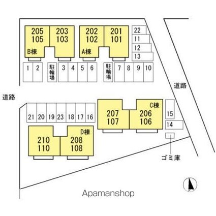 シャルム由比ヶ浜　ＡＢ[1LDK/47.91m2]の配置図