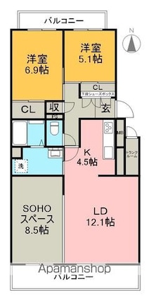 ＤＥＮＤＥＮ　Ｋｏｕｄａ[2SLDK/79.13m2]の間取図