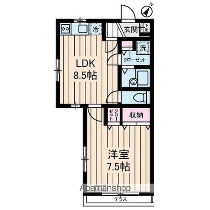 東京都目黒区上目黒３丁目[1LDK/39.9m2]の間取図