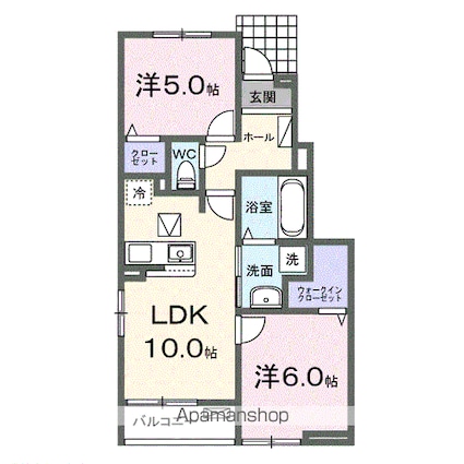 カーサ・彩[2LDK/50.53m2]の間取図