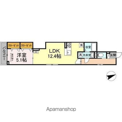 ＤーＲＯＯＭ八幡町[1LDK/44.51m2]の間取図