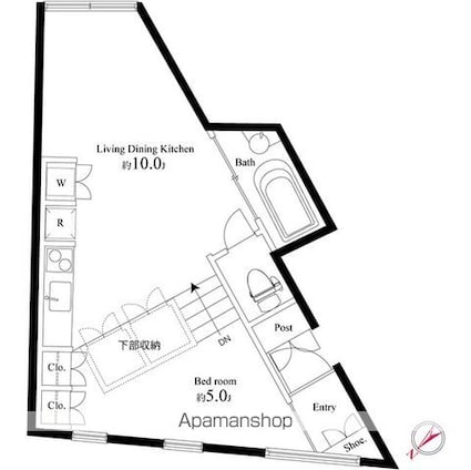 メイプル新中野[1R/36.72m2]の間取図