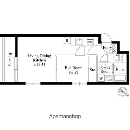レガーロ田園調布[1LDK/34.92m2]の間取図
