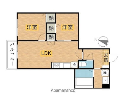 ハーモニー多摩平[2LDK/46.41m2]の間取図