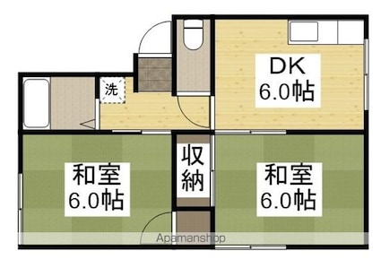 レジデンスうつみＡ[2DK/37.3m2]の間取図