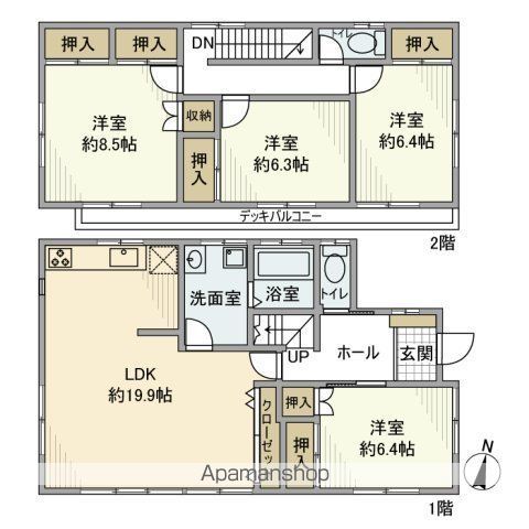 総武・中央緩行線 中野駅 徒歩13分 2階建 築44年の間取り写真