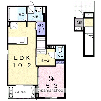 フォーリア[1LDK/42.59m2]の間取図