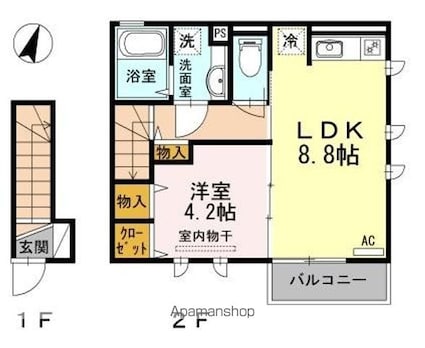 Ｓｅａｓｏｎｓ　ＭｉｎａｍｉーＫａｒａｓｕｙａｍａ[1LDK/39.09m2]の間取図