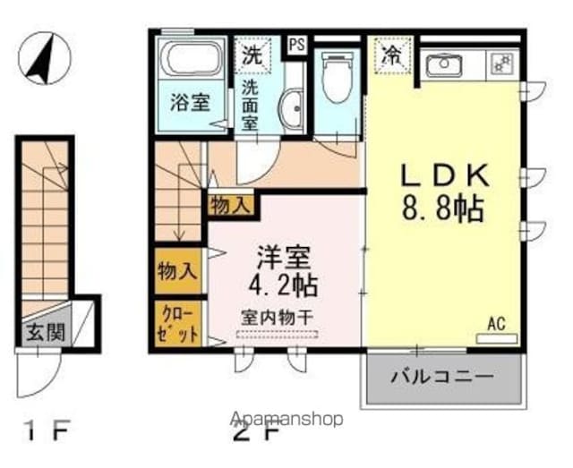 Ｓｅａｓｏｎｓ　ＭｉｎａｍｉーＫａｒａｓｕｙａｍａ[1LDK/39.09m2]の間取図