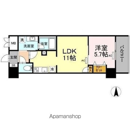 ダイワシティー庄内通[1LDK/40.01m2]の間取図