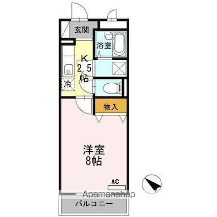 ミレニアム経堂[1K/26.08m2]の間取図