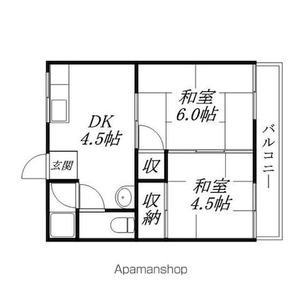 ハイツ勝部[2DK/30.3m2]の間取図