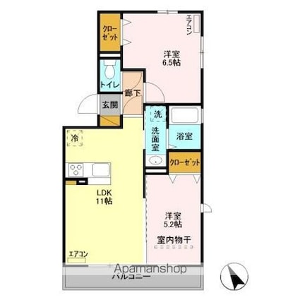 ベルメゾンちはら[2LDK/49.21m2]の間取図