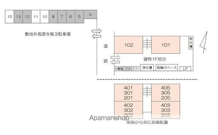 香川県高松市仏生山町甲[1K/21.28m2]の配置図