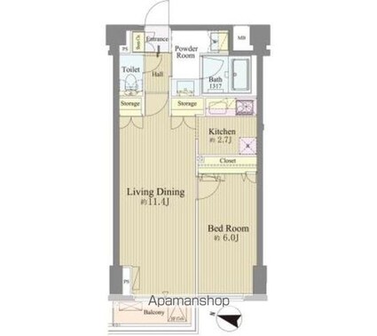 神楽坂南町ハウス[1LDK/47.56m2]の間取図