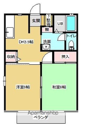 ディアス・パークＢ[2DK/39.04m2]の間取図