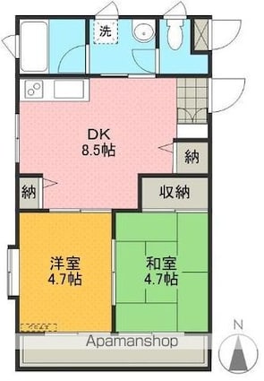 プティシャトウ・千石町[2DK/41.18m2]の間取図