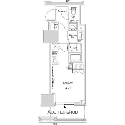 ザ・パークハビオ新中野[1R/26.35m2]の間取図