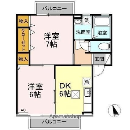 サンライズ　ハイツ　ＭＫ[2DK/45.19m2]の間取図