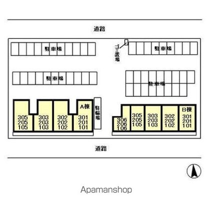 エミネンスＭ　Ｂ[1LDK/45.04m2]の配置図