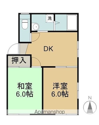 メゾン・ド・やまＳ棟[2DK/34.65m2]の間取図