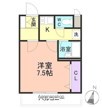 メゾン紀三井寺Ⅰ[1K/25.14m2]の間取図