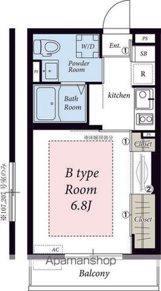 リブリ・アライ[1K/23.18m2]の間取図