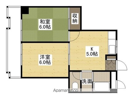 アップル比治山[2K/43.12m2]の間取図