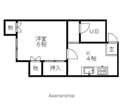 メゾンドール吉野町[1DK/30m2]の間取図