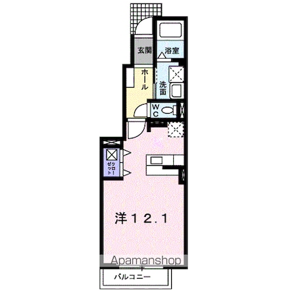 フォンテーヌＤ[1K/32.9m2]の間取図