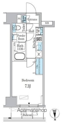 リビオメゾン両国ノース[1K/25.01m2]の間取図