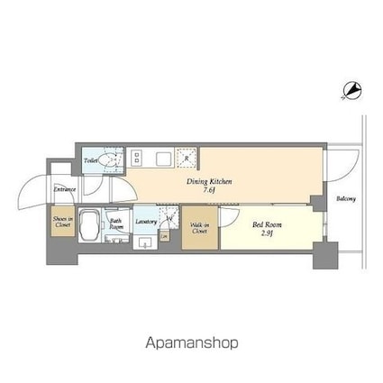 グランカーサ瑞江[1DK/28.81m2]の間取図