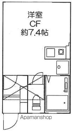 東京都世田谷区東玉川１丁目[1K/19.83m2]の間取図