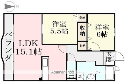 ハートフルリアン[2LDK/60m2]の間取図