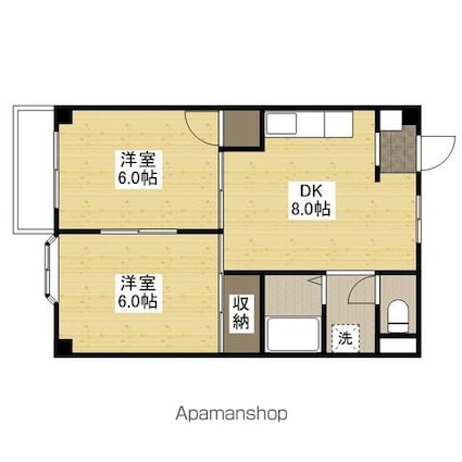 グリムハイツ[2DK/42m2]の間取図