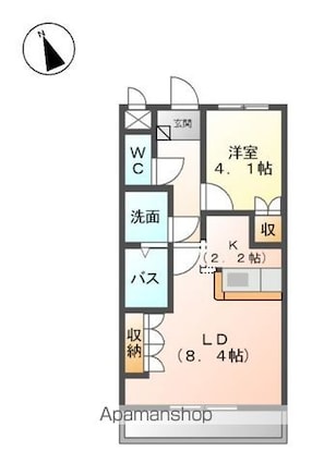 和歌山県和歌山市園部[1LDK/36m2]の間取図