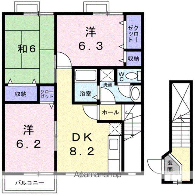 オーブリーメイプル楓[3DK/63.87m2]の間取図