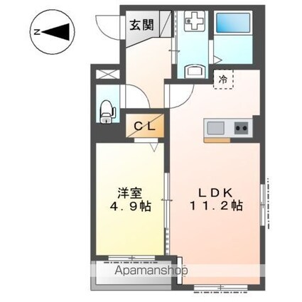 Ｆｏｒｅｓｔ　ｃａｐｅ[1LDK/40.74m2]の間取図