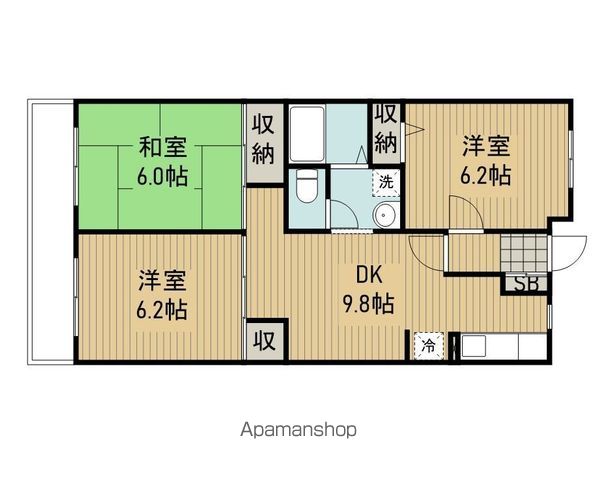 ノーベルコート（旧第６栗山マンション）[3DK/59.94m2]の間取図