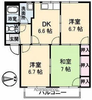 広島県広島市安芸区矢野南３丁目[3DK/58.72m2]の間取図