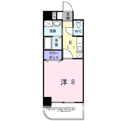 クラロ・アルドール[1K/28m2]の間取図