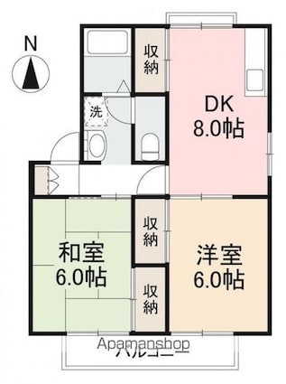 香川県高松市香西本町[2DK/45m2]の間取図