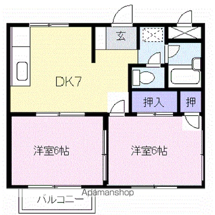 シティハイツ源Ⅱ[2DK/43.06m2]の間取図