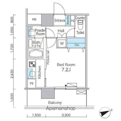 パークフラッツ芝浦[1K/27.72m2]の間取図