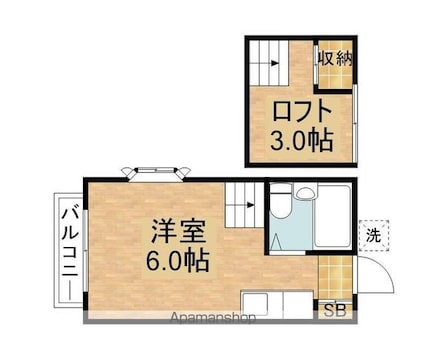 第１ジョイフルヤマ[1K/14.58m2]の間取図