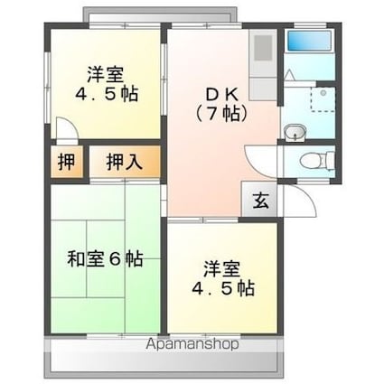 エクセレントハイツ[3DK/43.74m2]の間取図