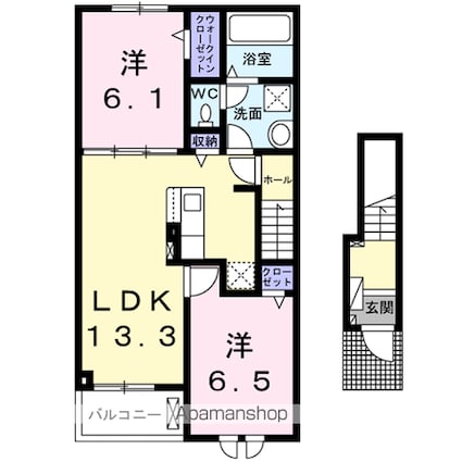 フィールドヒル　塩尻Ⅱ[2LDK/59.58m2]の間取図