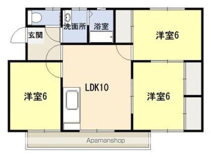 ドリームシティマンション[3LDK/61.24m2]の間取図